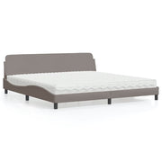 Krevet s madracem Dover smeđesivi 200x200 cm od tkanine