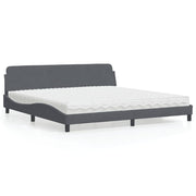 Krevet s madracem Dover tamnosivi 200x200 cm baršunasti