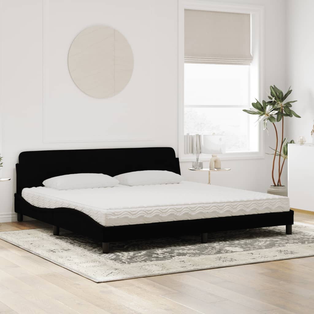 Krevet s madracem Dover crni 200x200 cm baršunasti