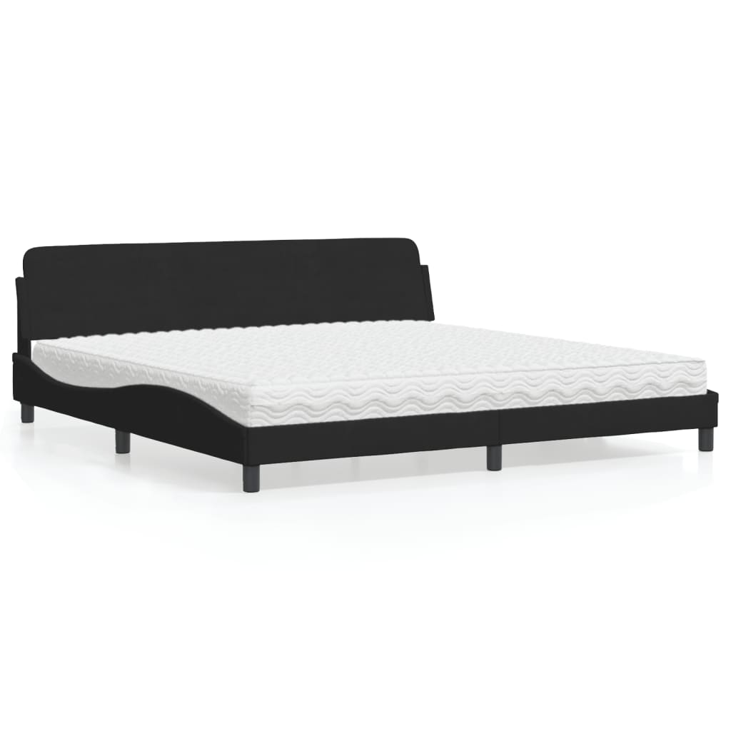 Krevet s madracem Dover crni 200x200 cm baršunasti