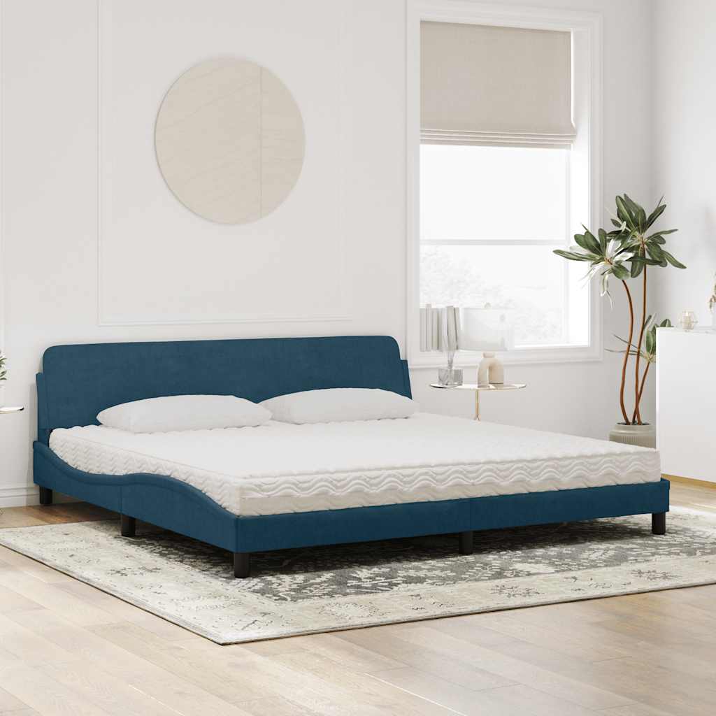 Krevet s madracem Dover plavi 200x200 cm baršunasti