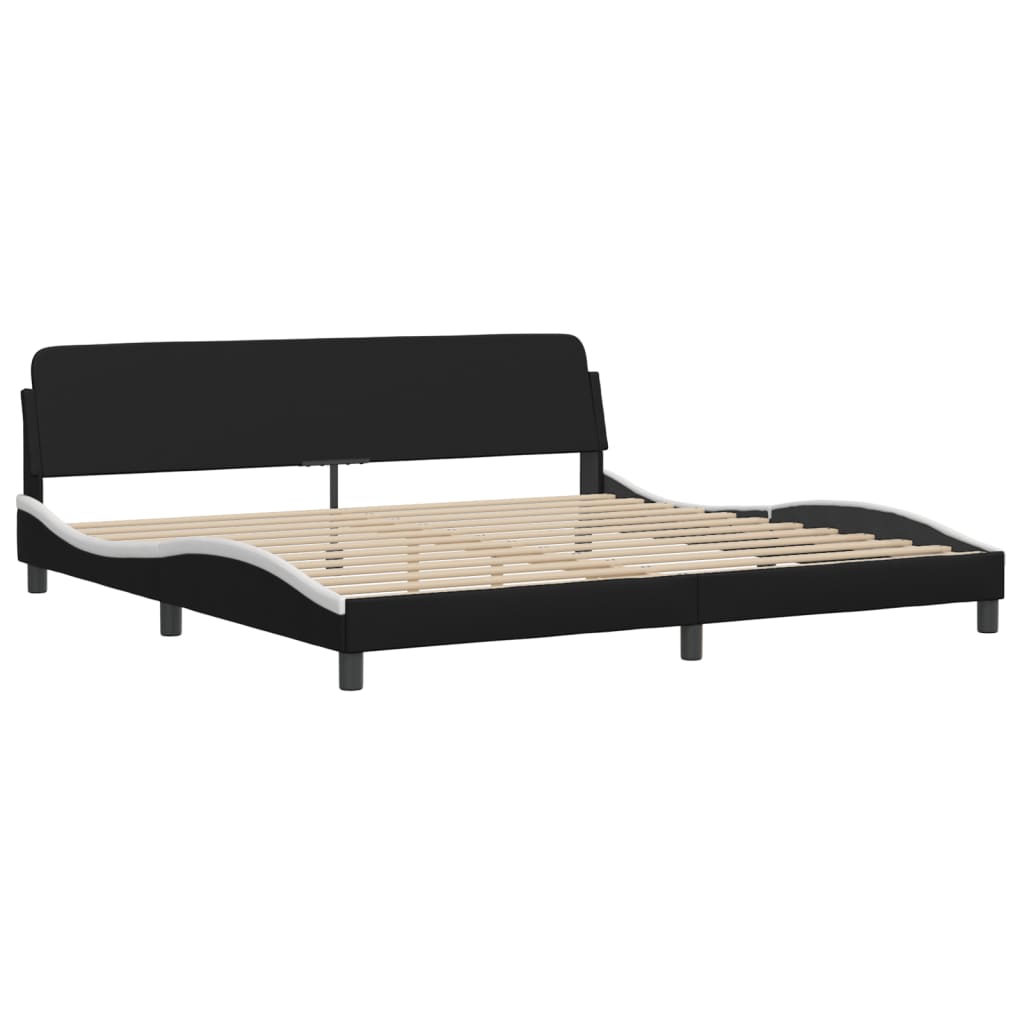Krevet s madracem Dover crno-bijeli 200 x 200 cm od umjetne kože