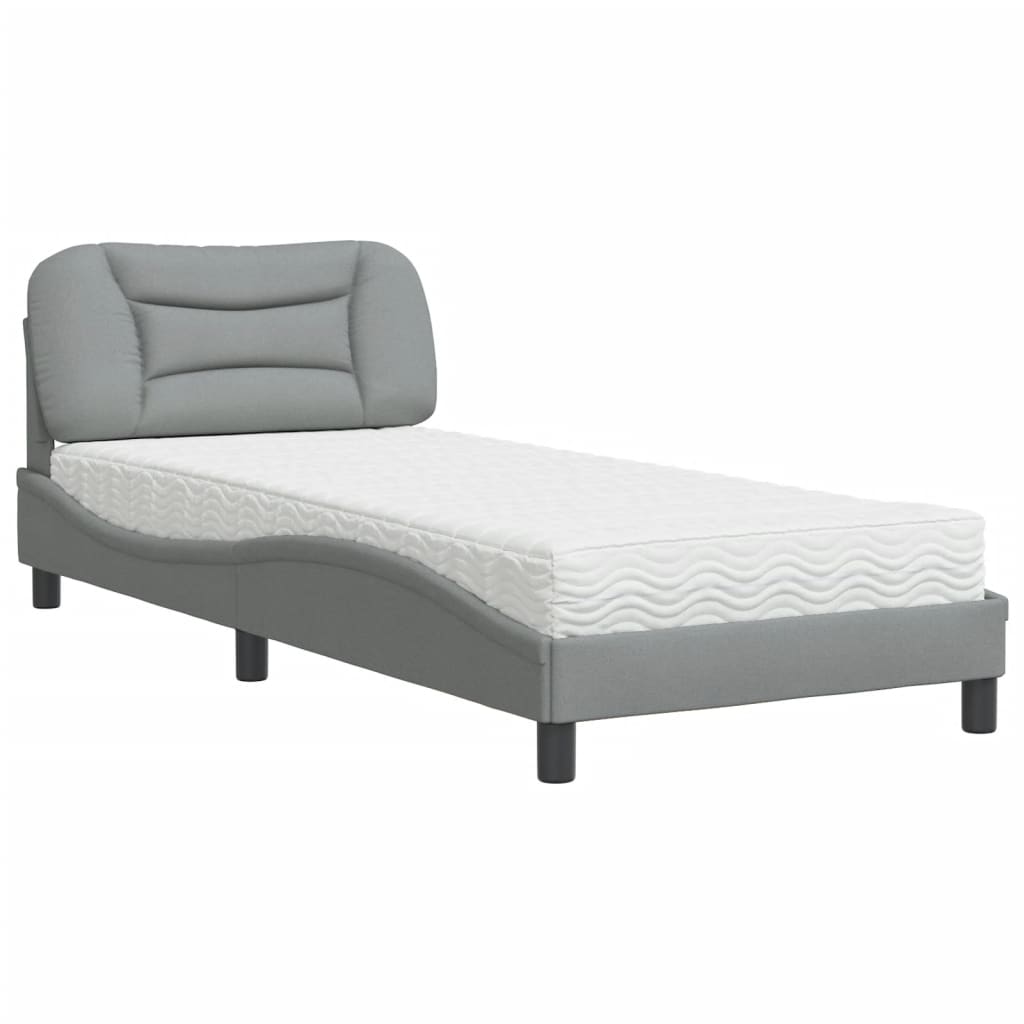 Krevet s madracem Hvar svjetlosivi 90x200cm tkanina
