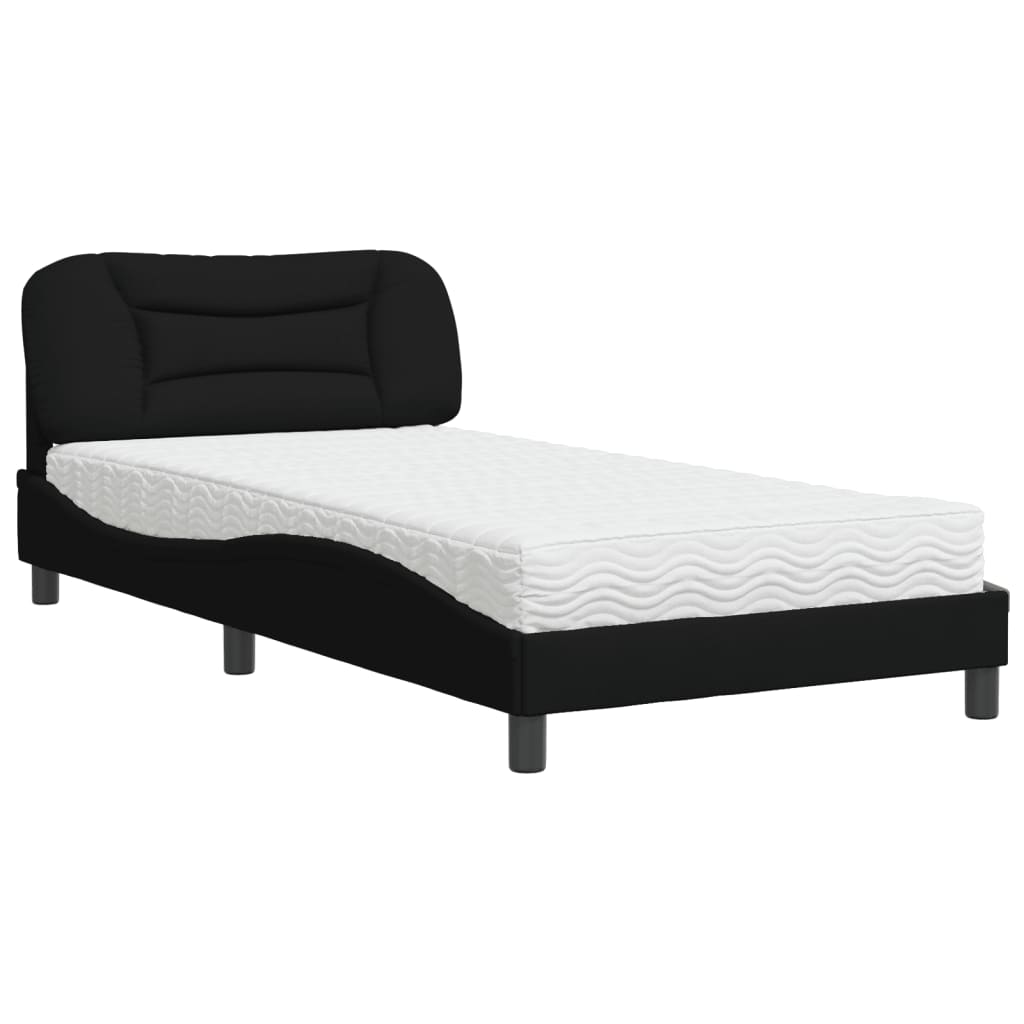 Krevet s madracem Hvar crni 100 x 200 cm od tkanine