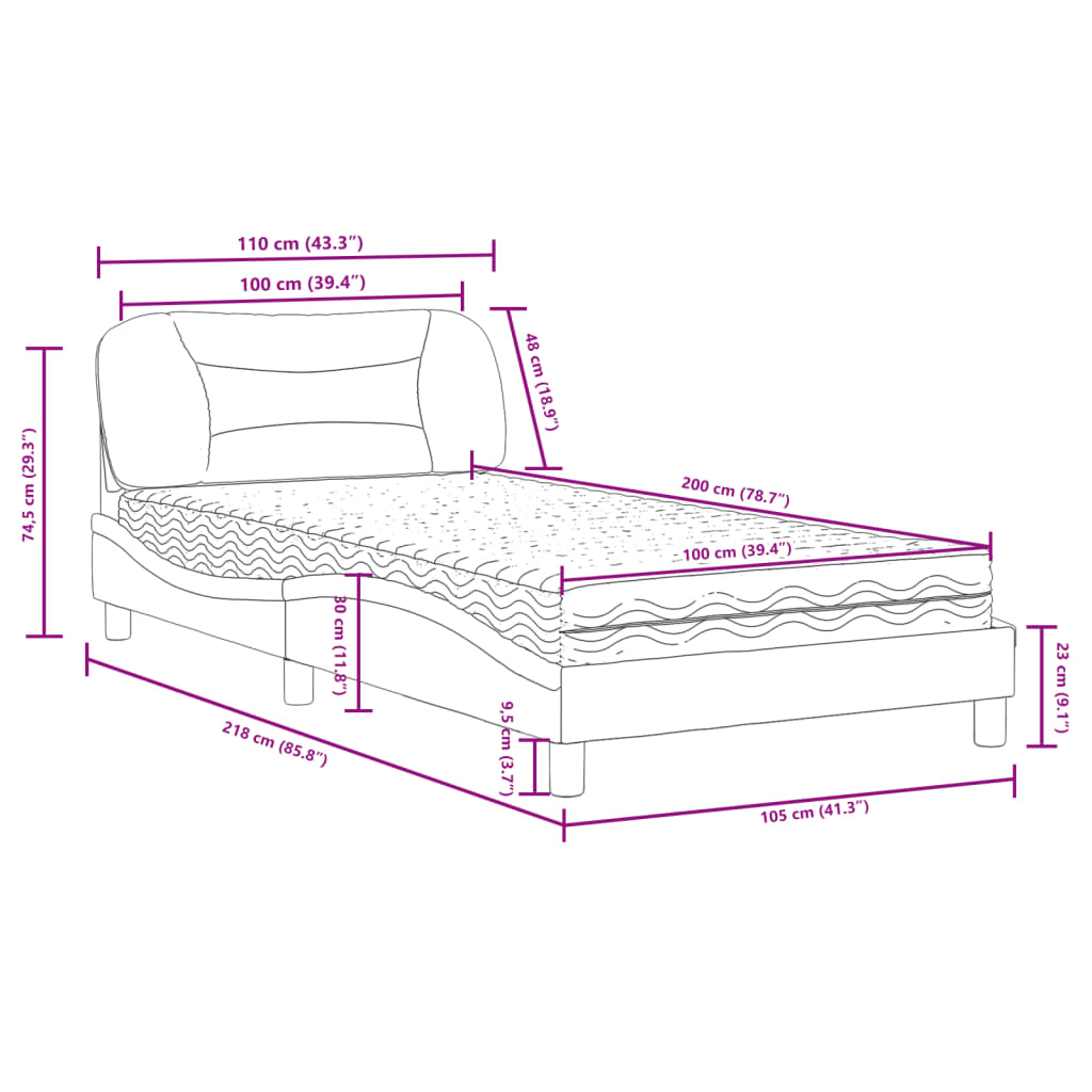 Krevet s madracem Hvar krem 100 x 200 cm od tkanine