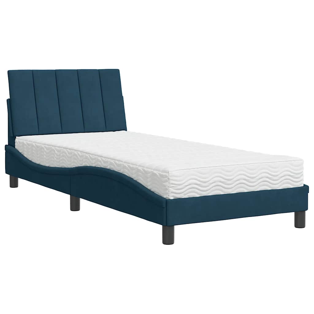 Krevet s madracem Hanko plavi 80 x 200 cm baršunasti