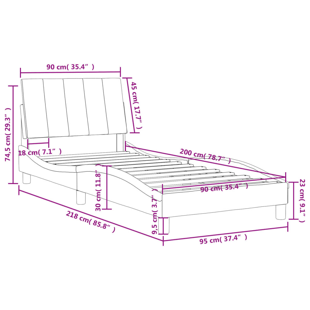 Krevet s madracem Hanko crni 90x200 cm baršunasti