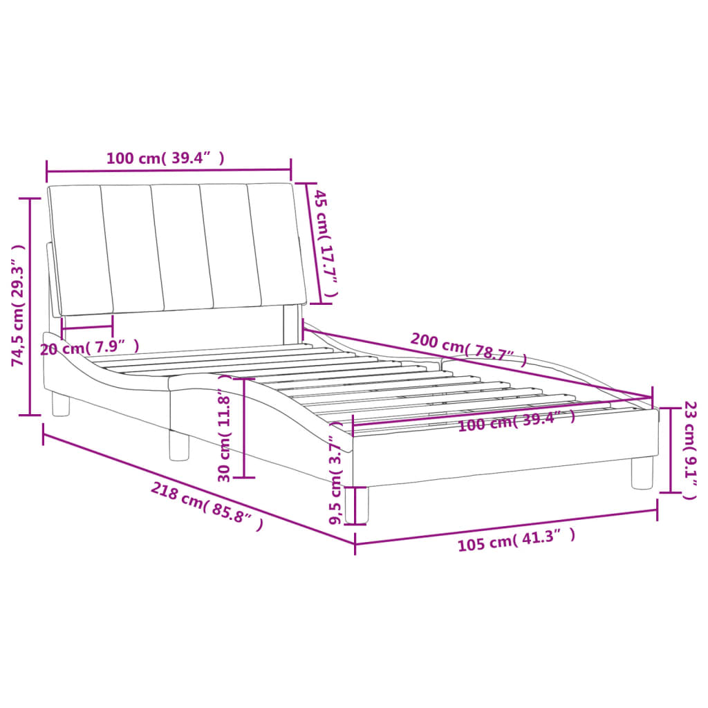 Krevet s madracem Hanko crni 100x200 cm baršunasti