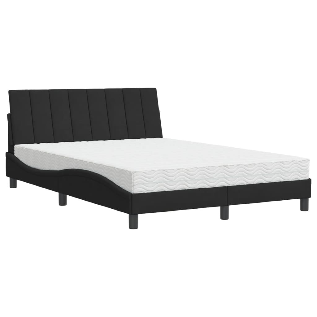 Krevet s madracem Hanko crni 120 x 200 cm baršunasti
