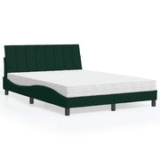 Krevet s madracem Hanko tamnozeleni 140x190 cm baršunasti