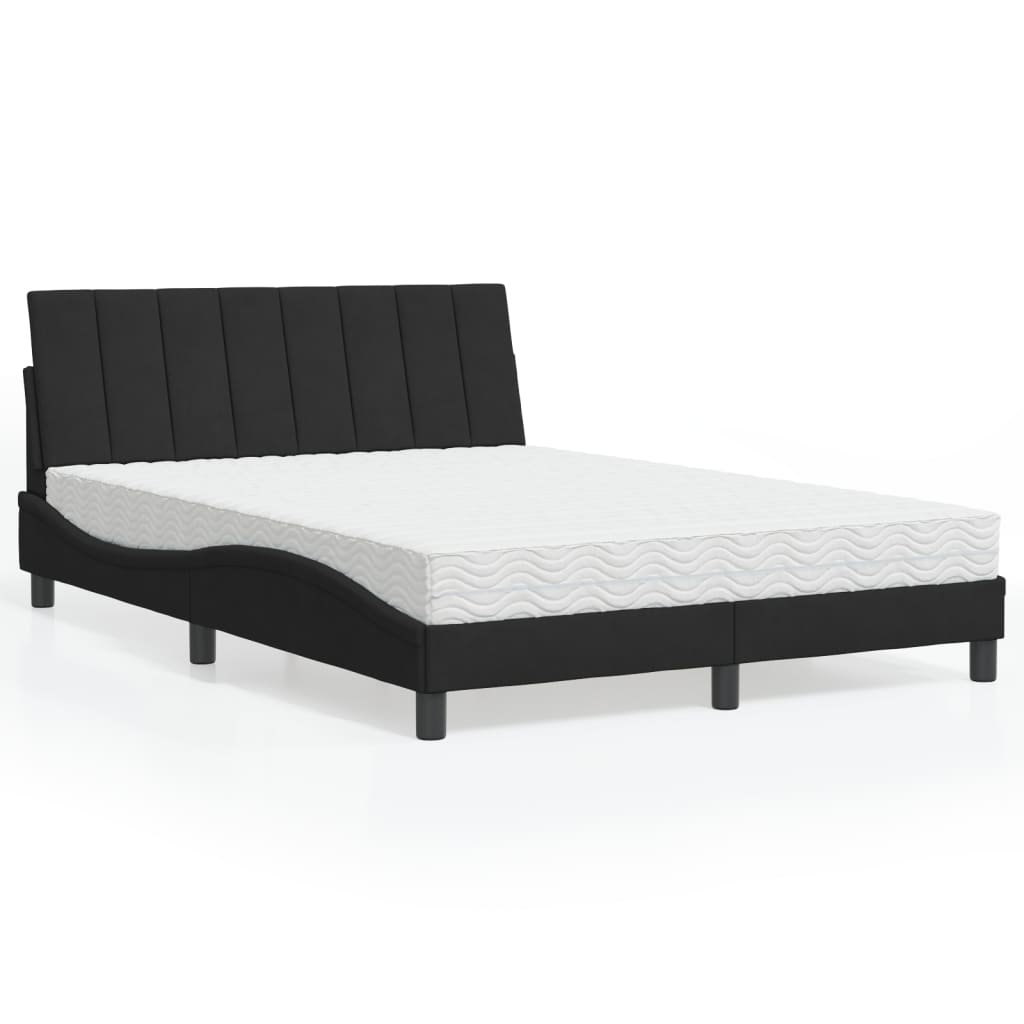 Krevet s madracem Hanko crni 140x200 cm baršunasti