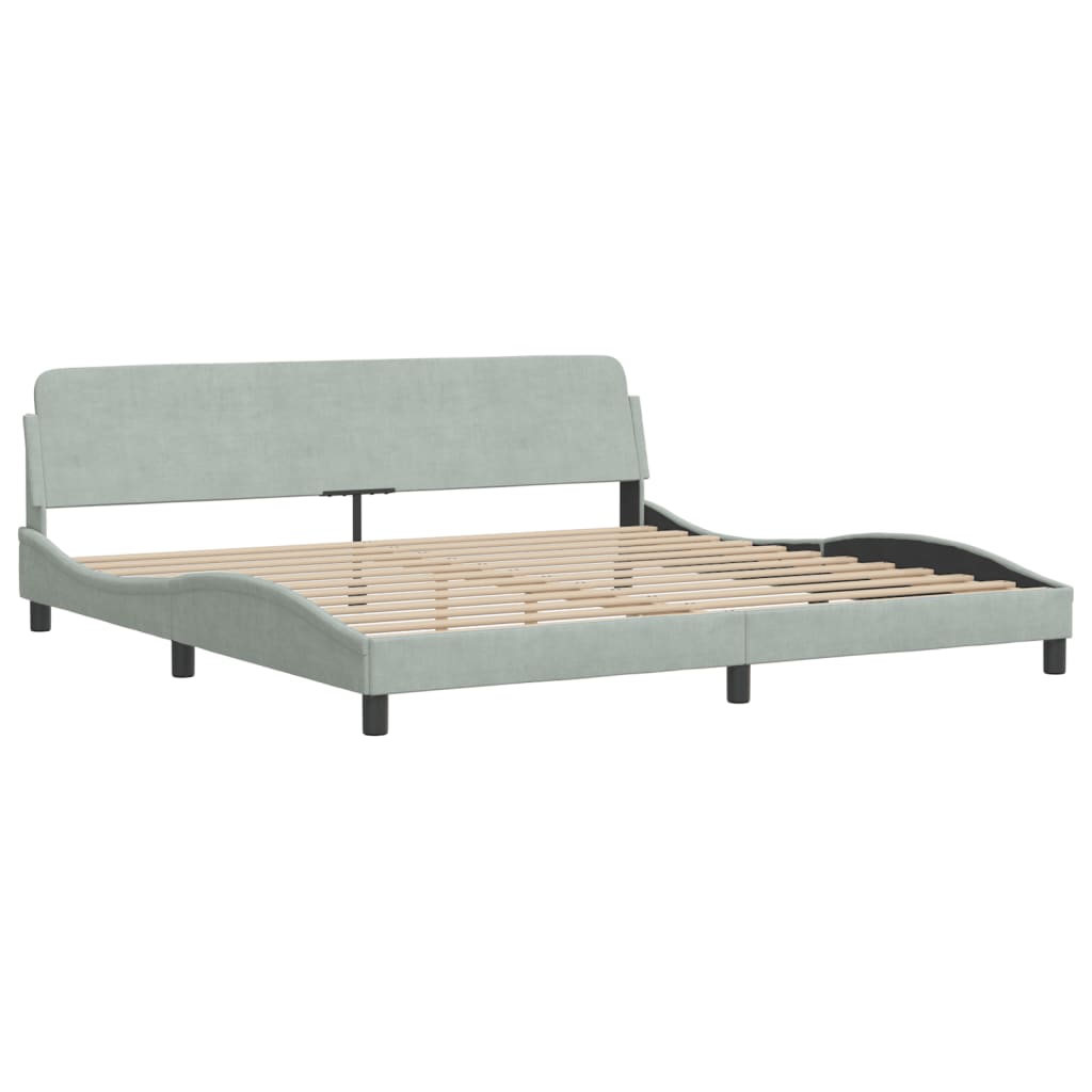 Krevet s madracem Hanko svjetlosivi 200x200 cm baršunasti