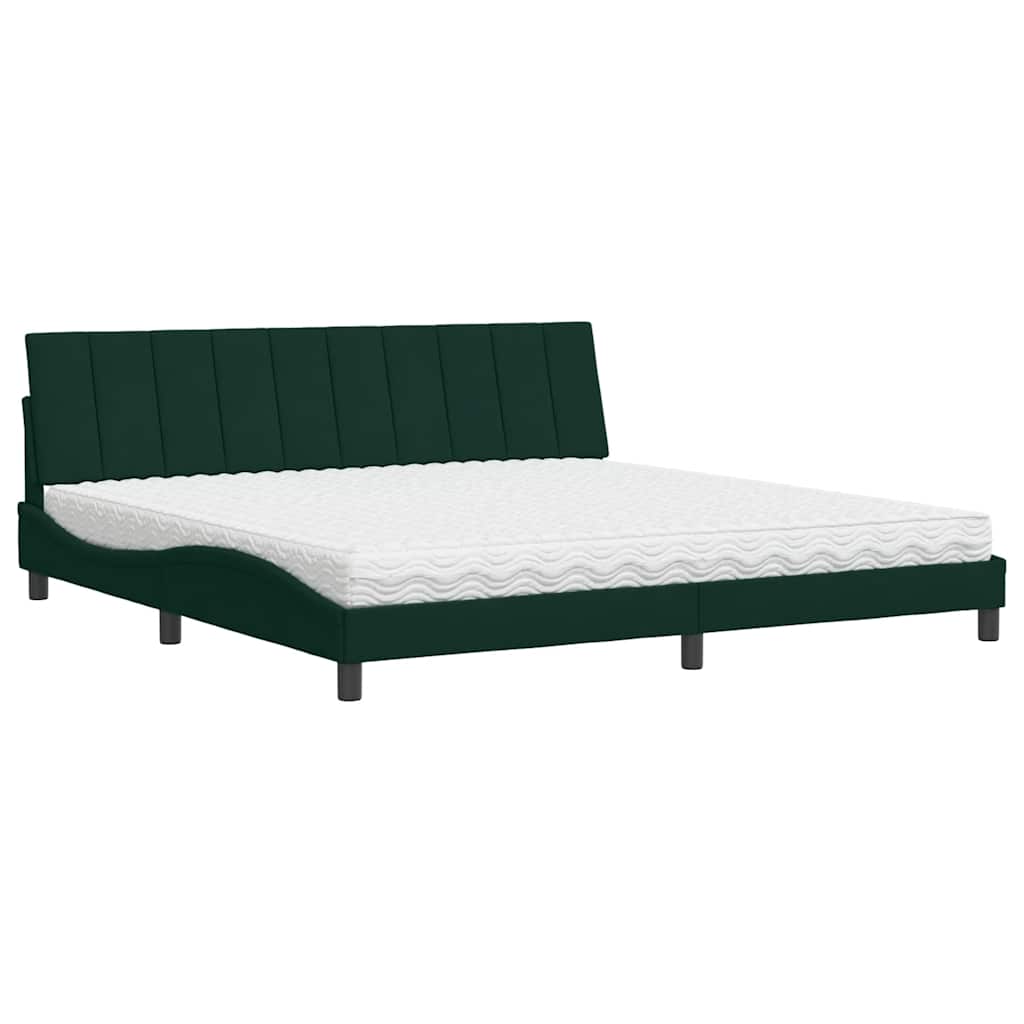 Krevet s madracem Hanko tamnozeleni 200x200 cm baršunasti
