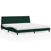 Krevet s madracem Hanko tamnozeleni 200x200 cm baršunasti