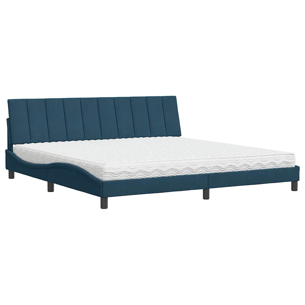 Krevet s madracem Hanko plavi 200x200 cm baršunasti