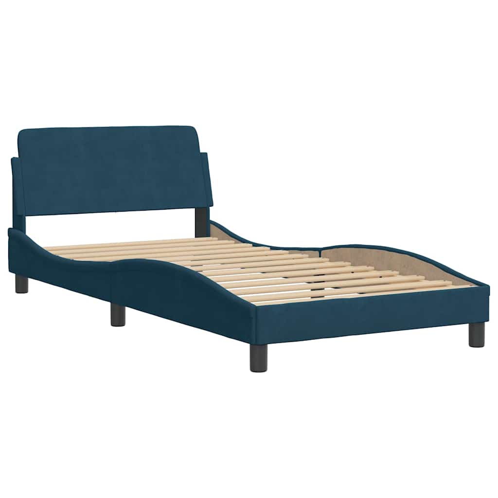 Krevet s madracem plavi 100 x 200 cm baršunasti