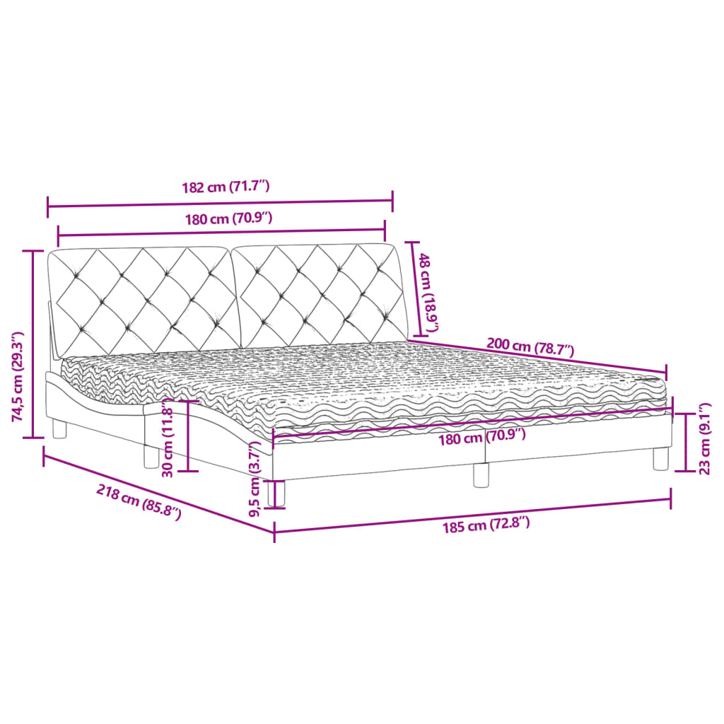 Krevet s madracem svjetlosivi 180x200 cm baršunasti