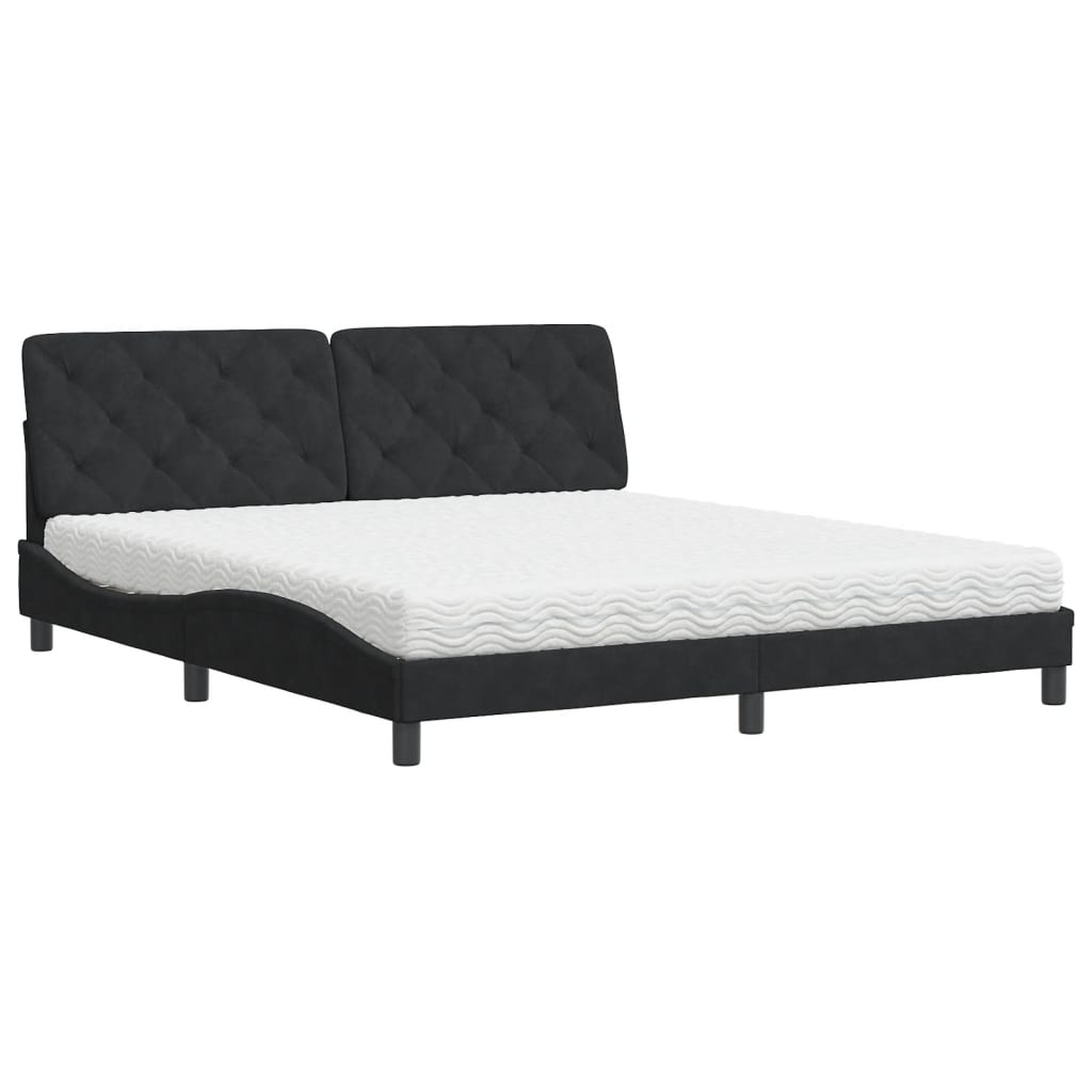 Krevet s madracem crni 180x200 cm baršunasti