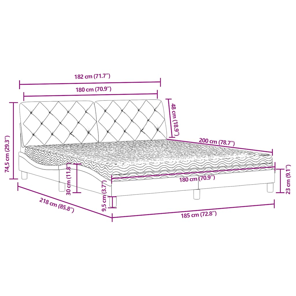 Krevet s madracem plavi 180x200 cm baršunasti