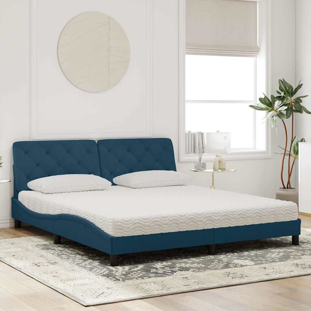 Krevet s madracem plavi 180x200 cm baršunasti