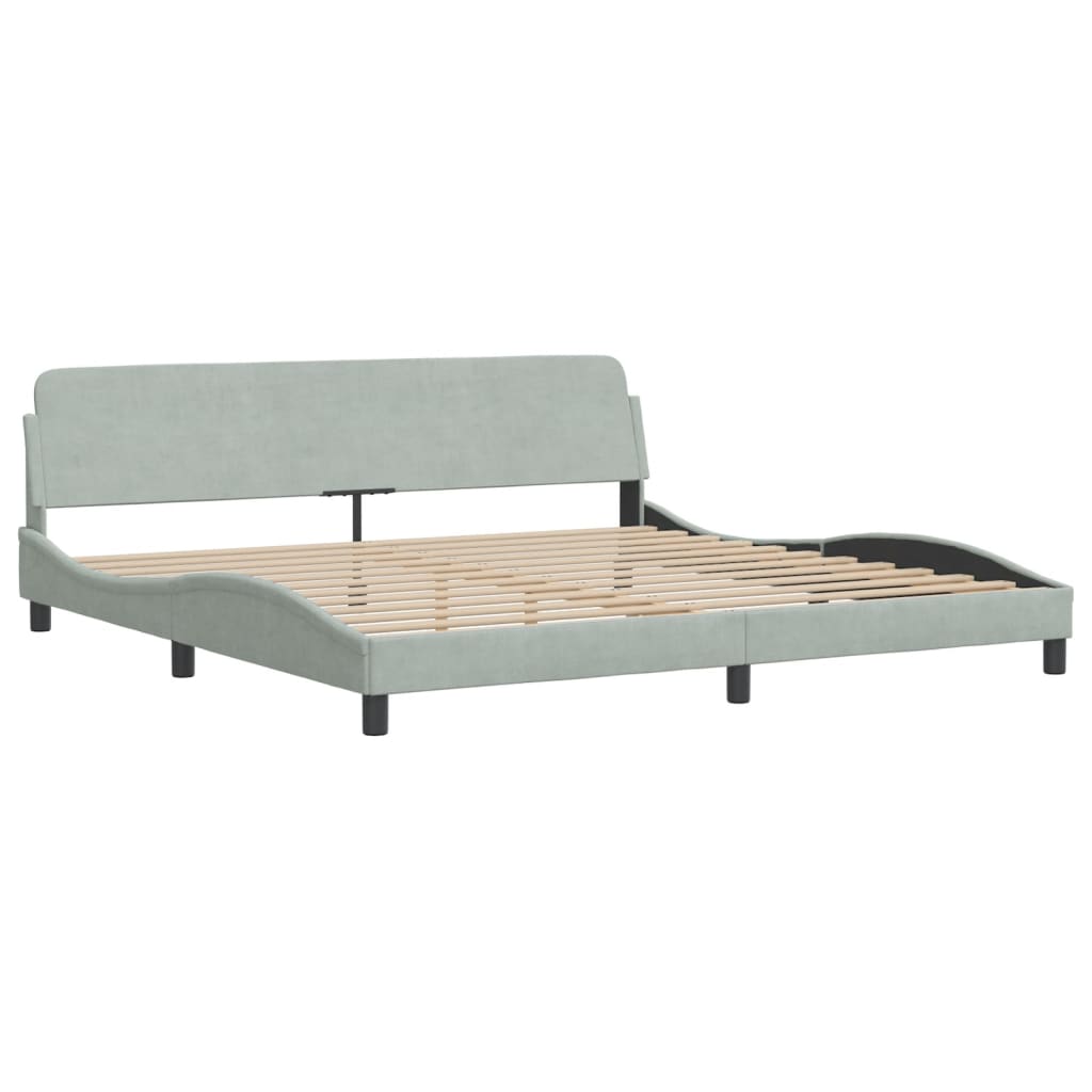 Krevet s madracem svjetlosivi 200x200 cm baršunasti