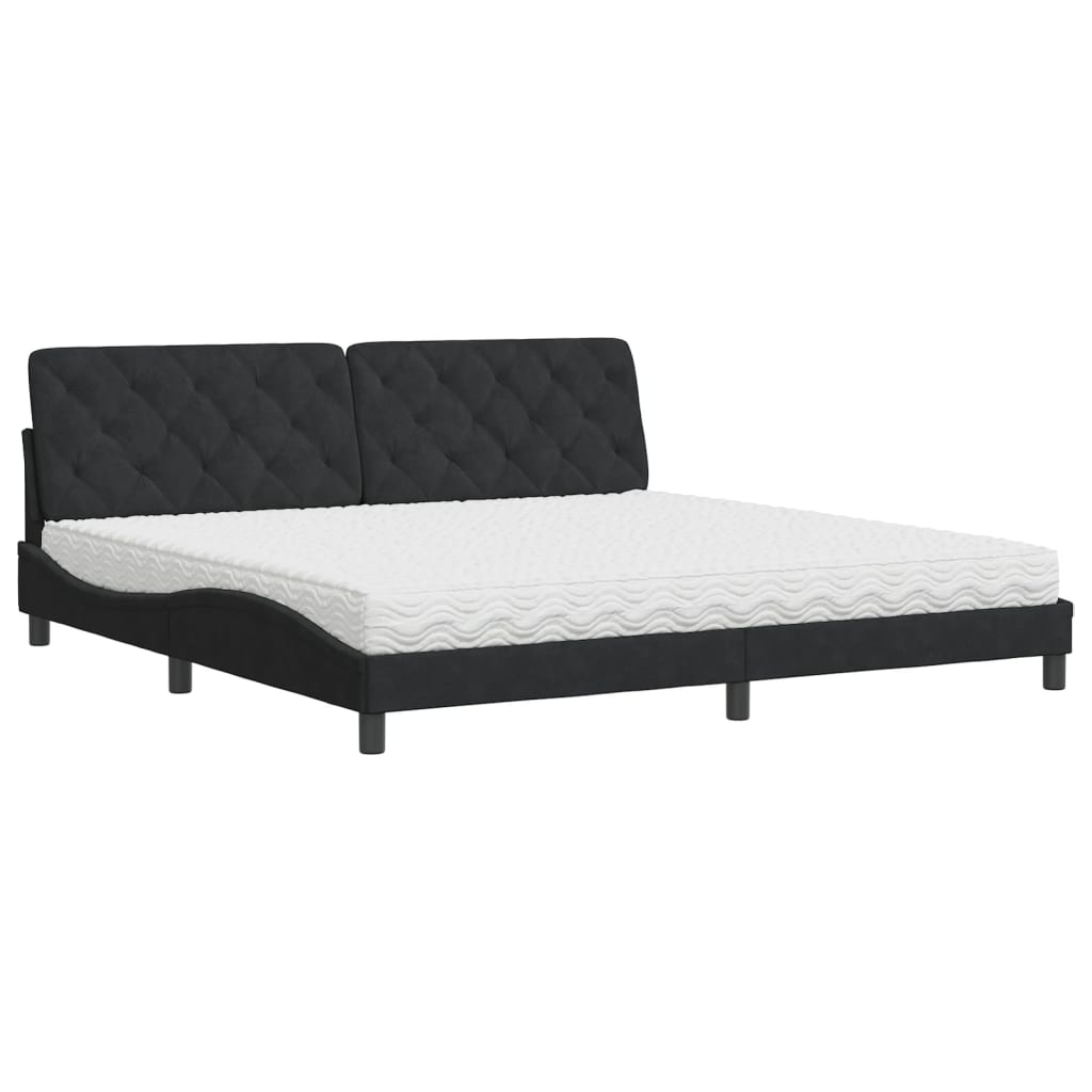 Krevet s madracem crni 200x200 cm baršunasti