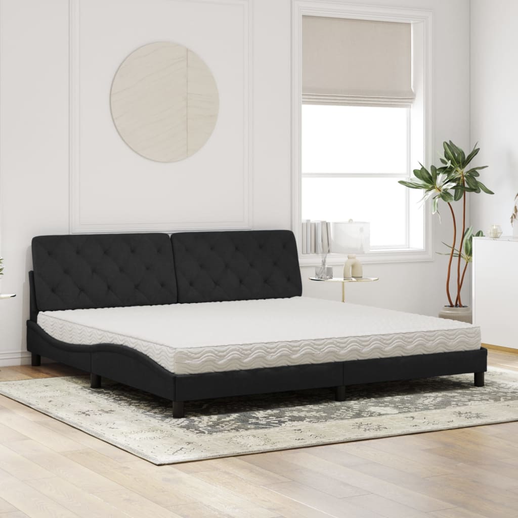 Krevet s madracem crni 200x200 cm baršunasti