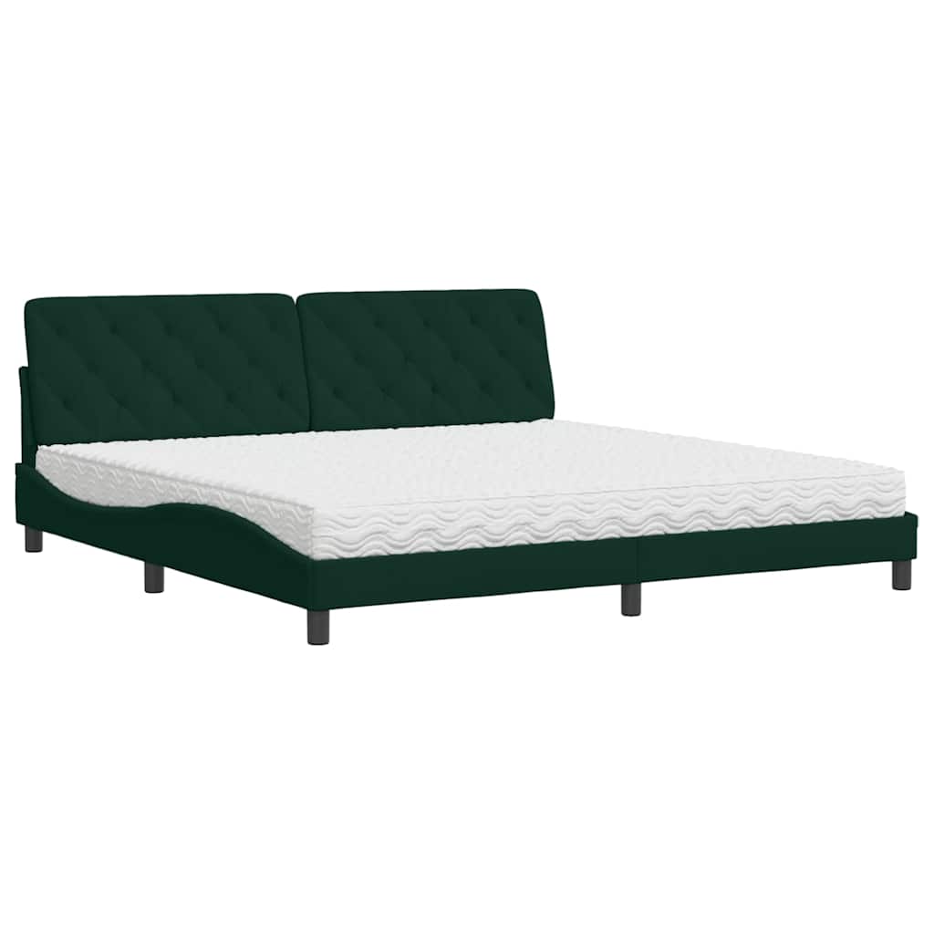 Krevet s madracem tamnozeleni 200x200 cm baršunasti