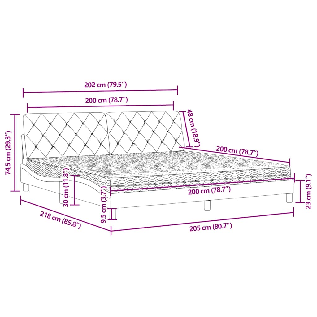 Krevet s madracem tamnozeleni 200x200 cm baršunasti