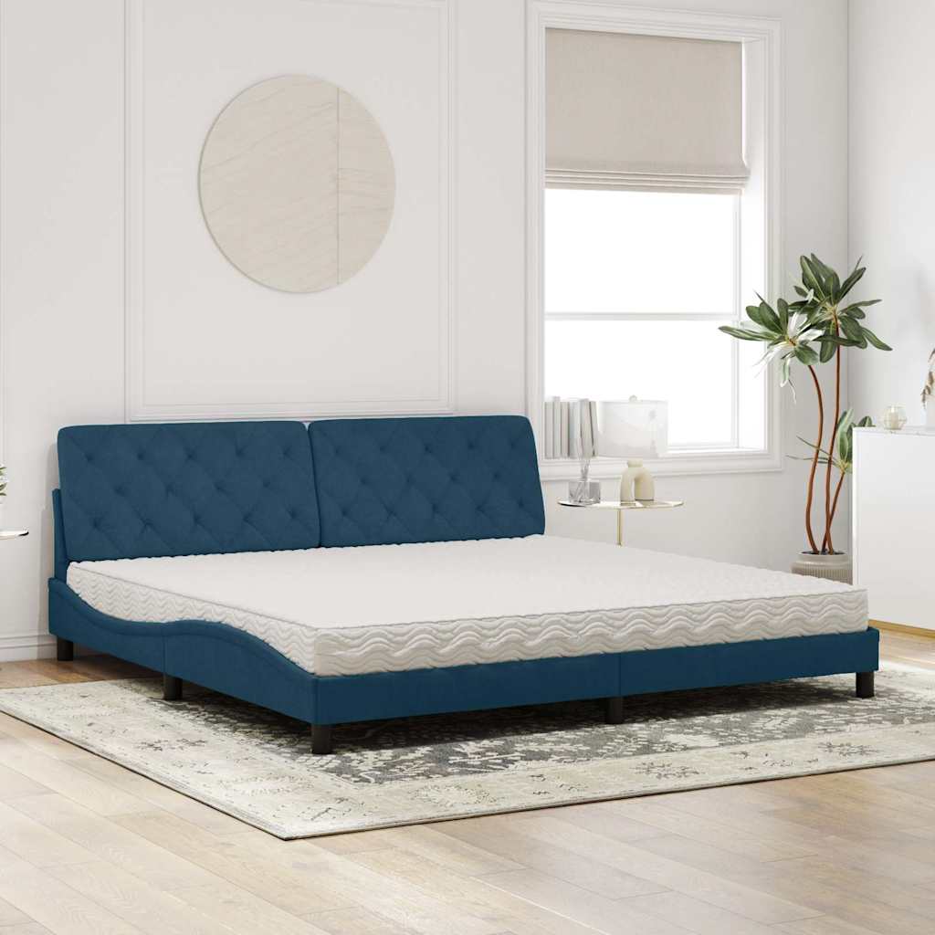 Krevet s madracem plavi 200x200 cm baršunasti
