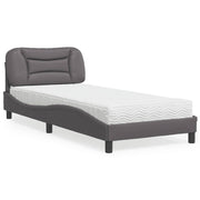 Krevet s madracem Hvar sivi 80 x 200 cm od umjetne kože
