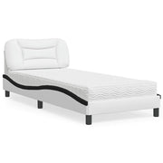 Krevet s madracem Hvar bijeli-crni 90 x 190 cm od umjetne kože