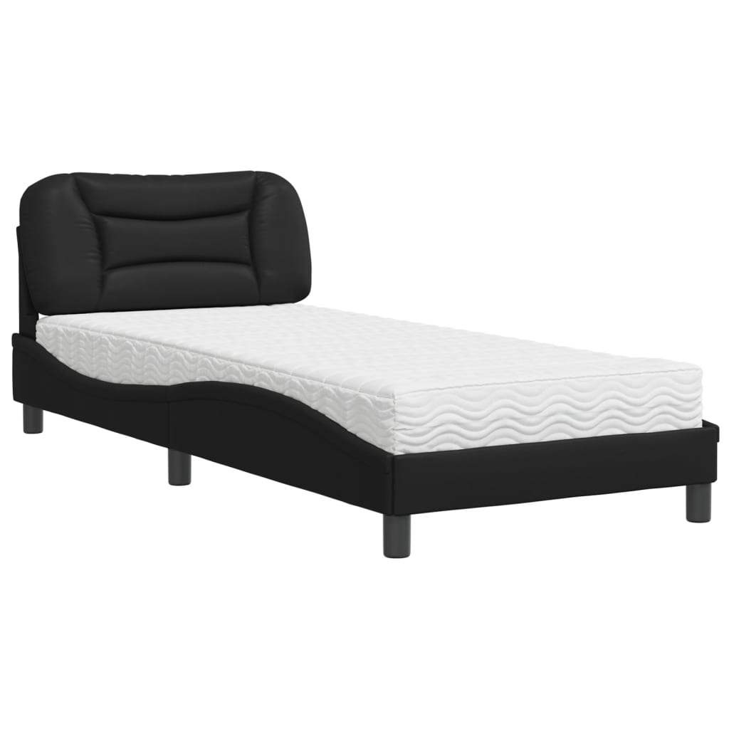 Krevet s madracem Hvar crni 90 x 200 cm od umjetne kože