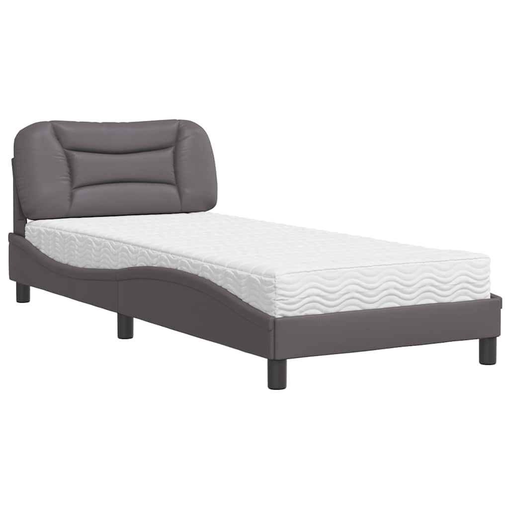 Krevet s madracem Hvar sivi 90 x 200 cm od umjetne kože