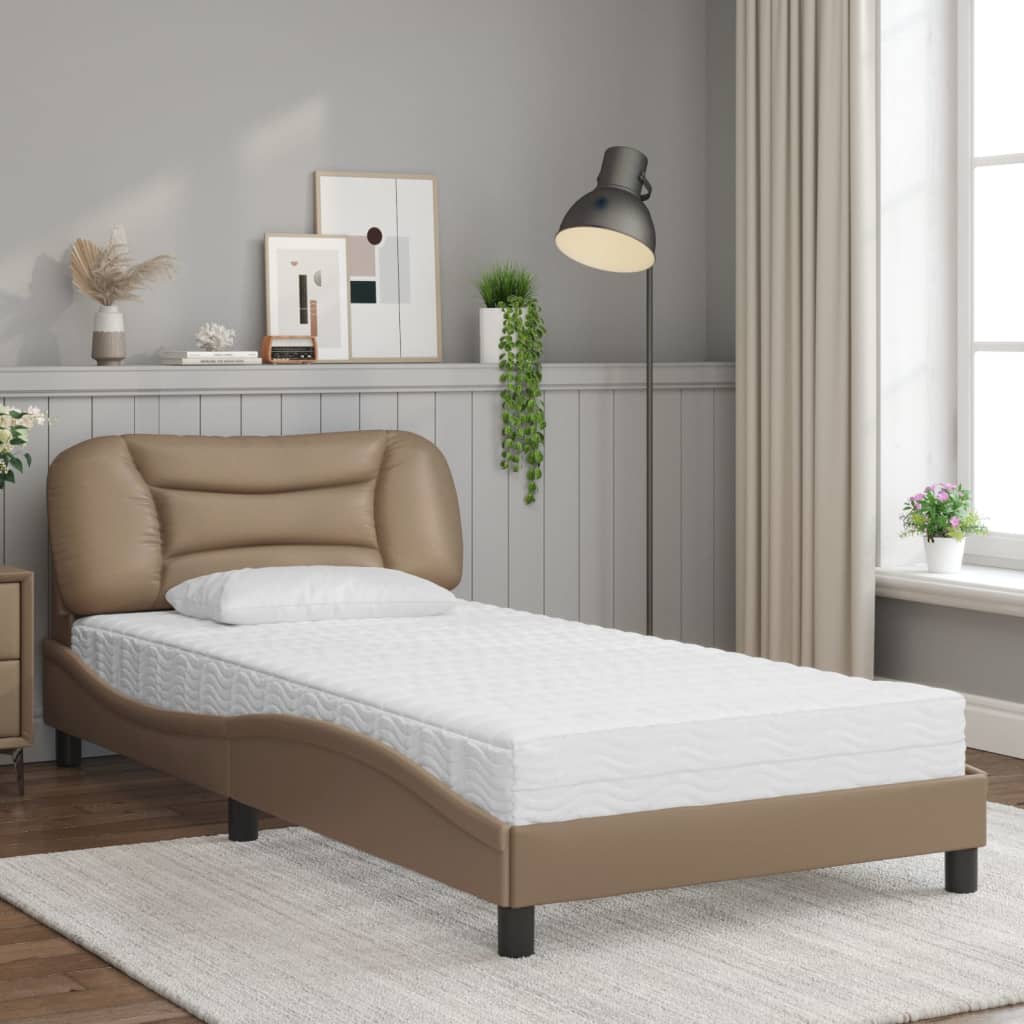 Krevet s madracem Hvar boja cappuccina 100 x 200 cm od umjetne kože