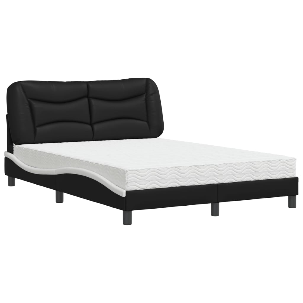 Krevet s madracem Hvar crno-bijeli 140 x 190 cm od umjetne kože