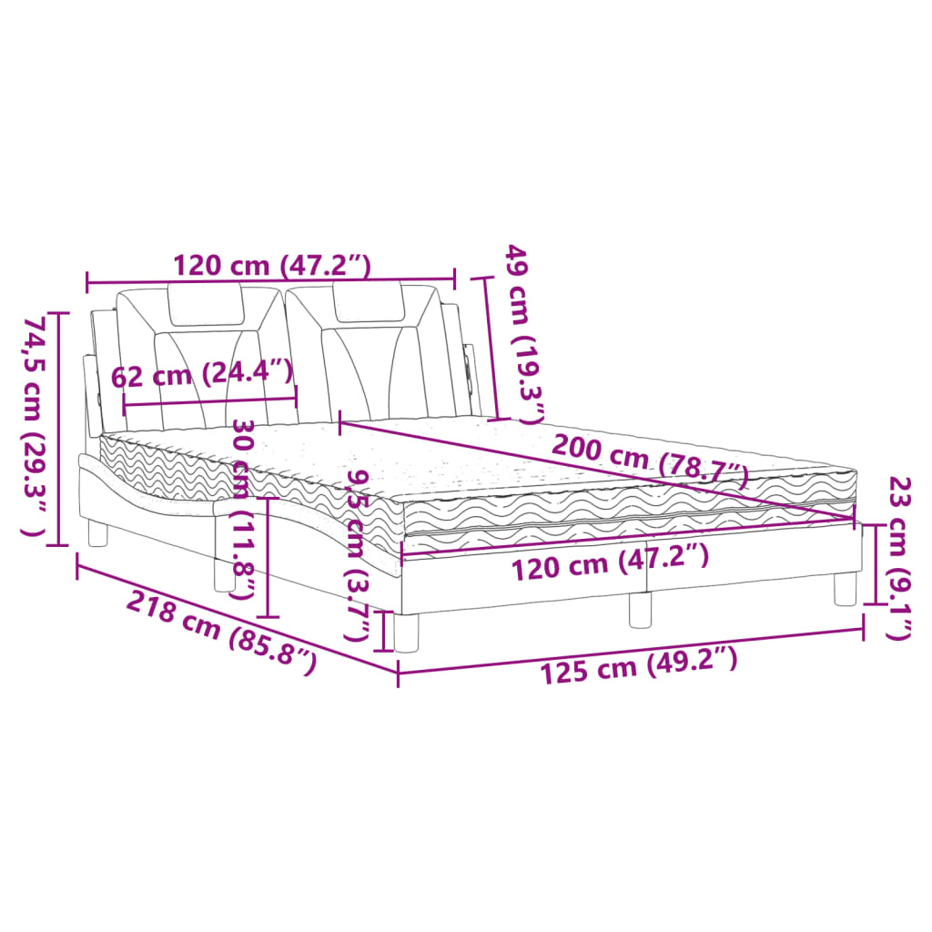 Krevet Viana s madracem bijeli 120 x 200 cm od umjetne kože