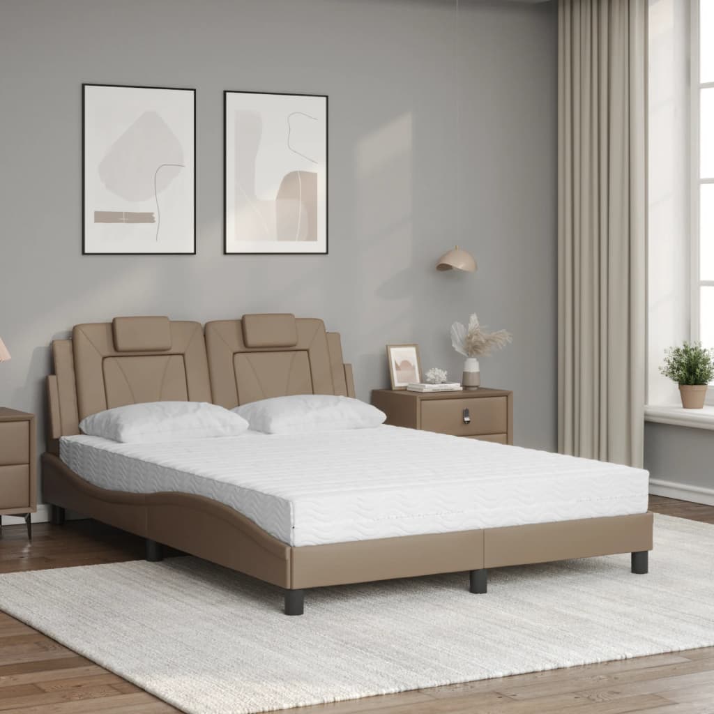 Krevet Viana s madracem boja cappuccina 120 x 200 cm od umjetne kože