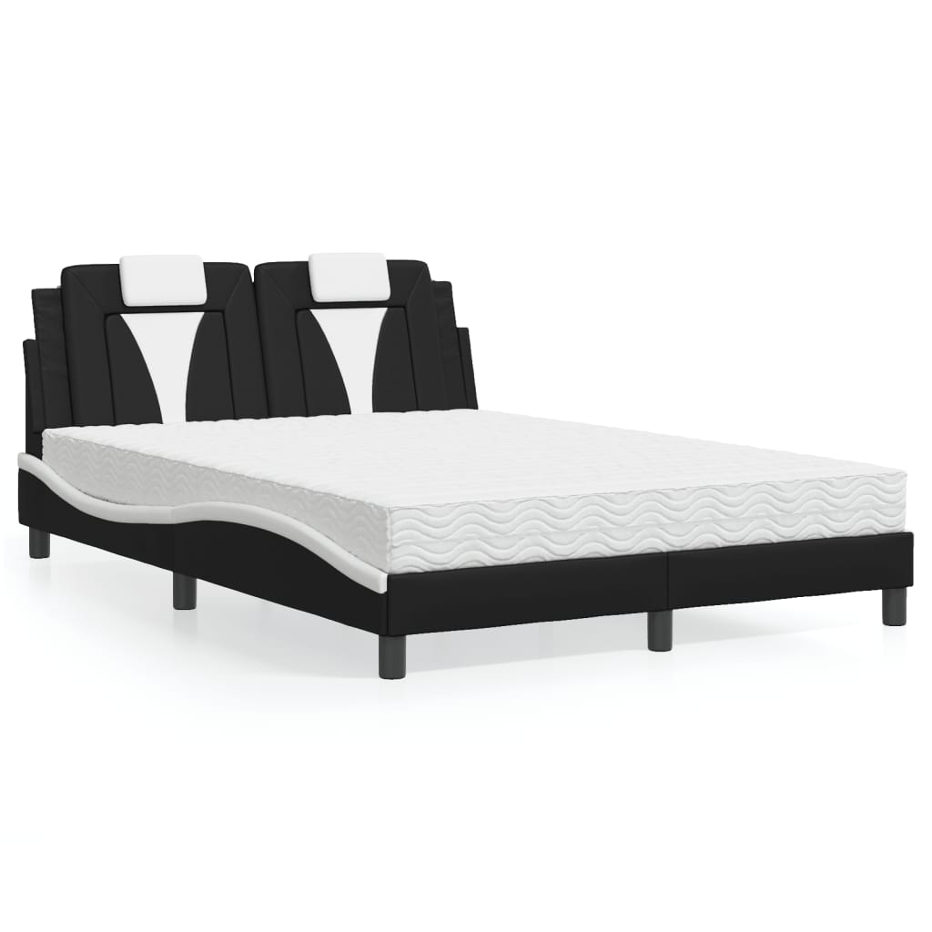 Krevet Viana s madracem crno-bijeli 140 x 190 cm od umjetne kože