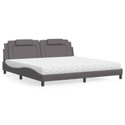 Krevet Viana s madracem sivi 200 x 200 cm od umjetne kože
