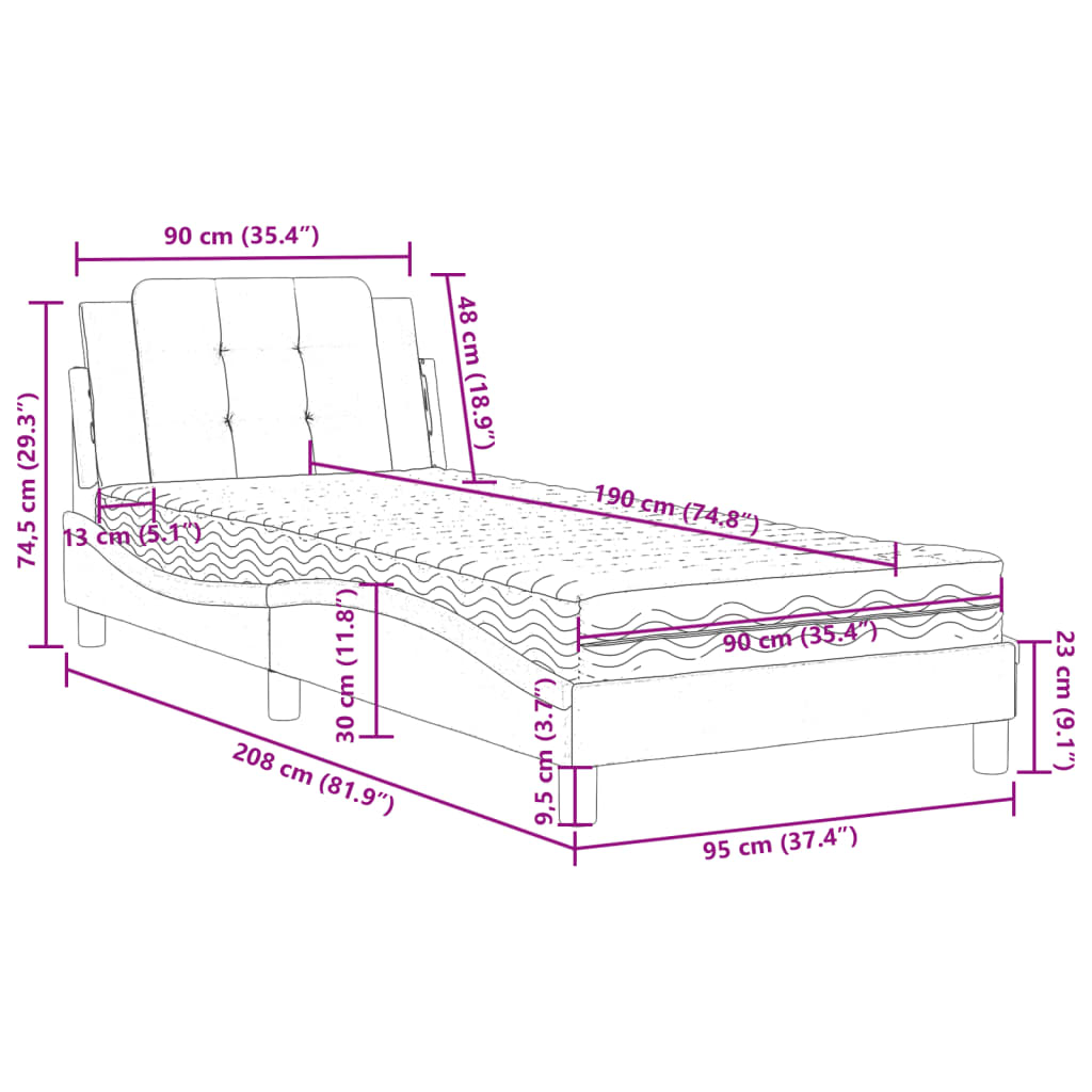 Okvir kreveta bez madraca Zadar bijeli 90 x 190 cm od umjetne kože