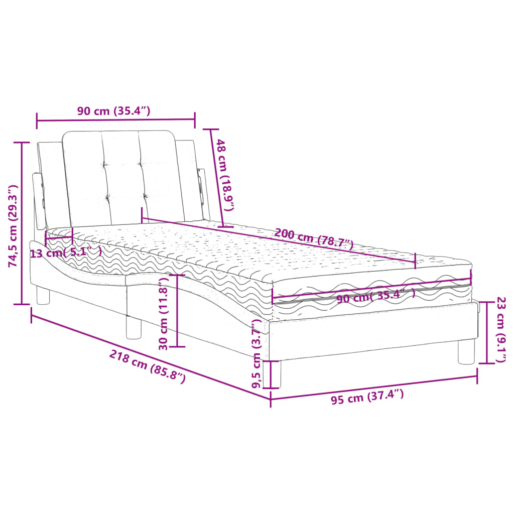 Okvir kreveta bez madraca Zadar boja cappuccina 90 x 200 cm od umjetne kože