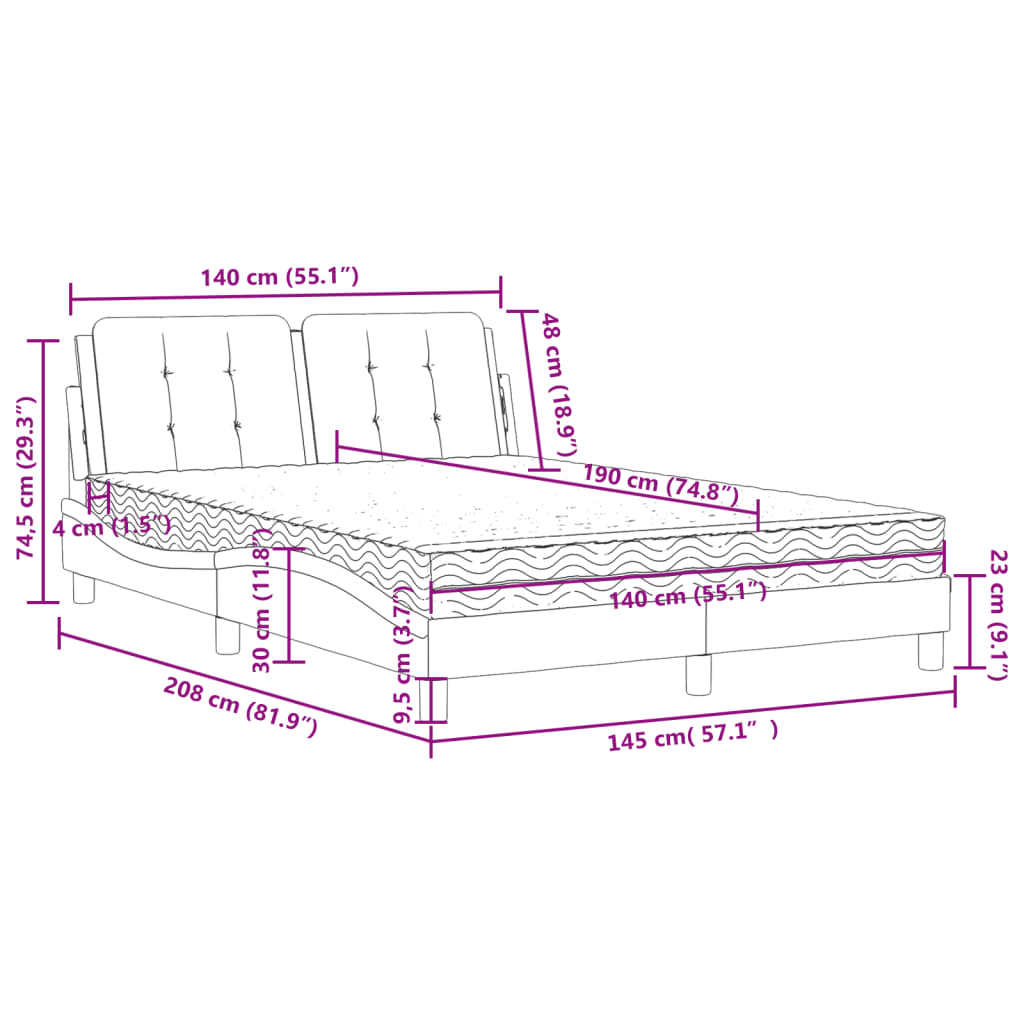 Okvir kreveta bez madraca Zadar bijeli 140x190 cm od umjetne kože