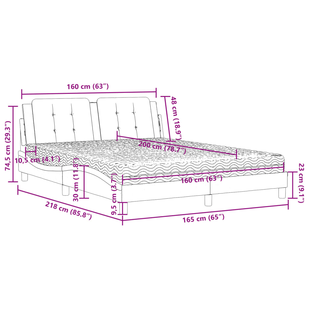 Krevet s madracem Zadar sivi 160 x 200 cm od umjetne kože