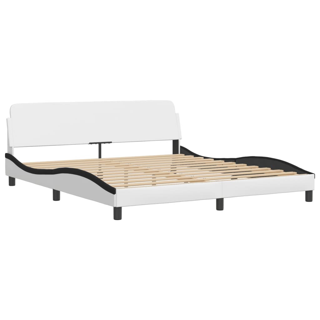 Krevet s madracem Zadar bijeli i crni 180 x 200 cm od umjetne kože
