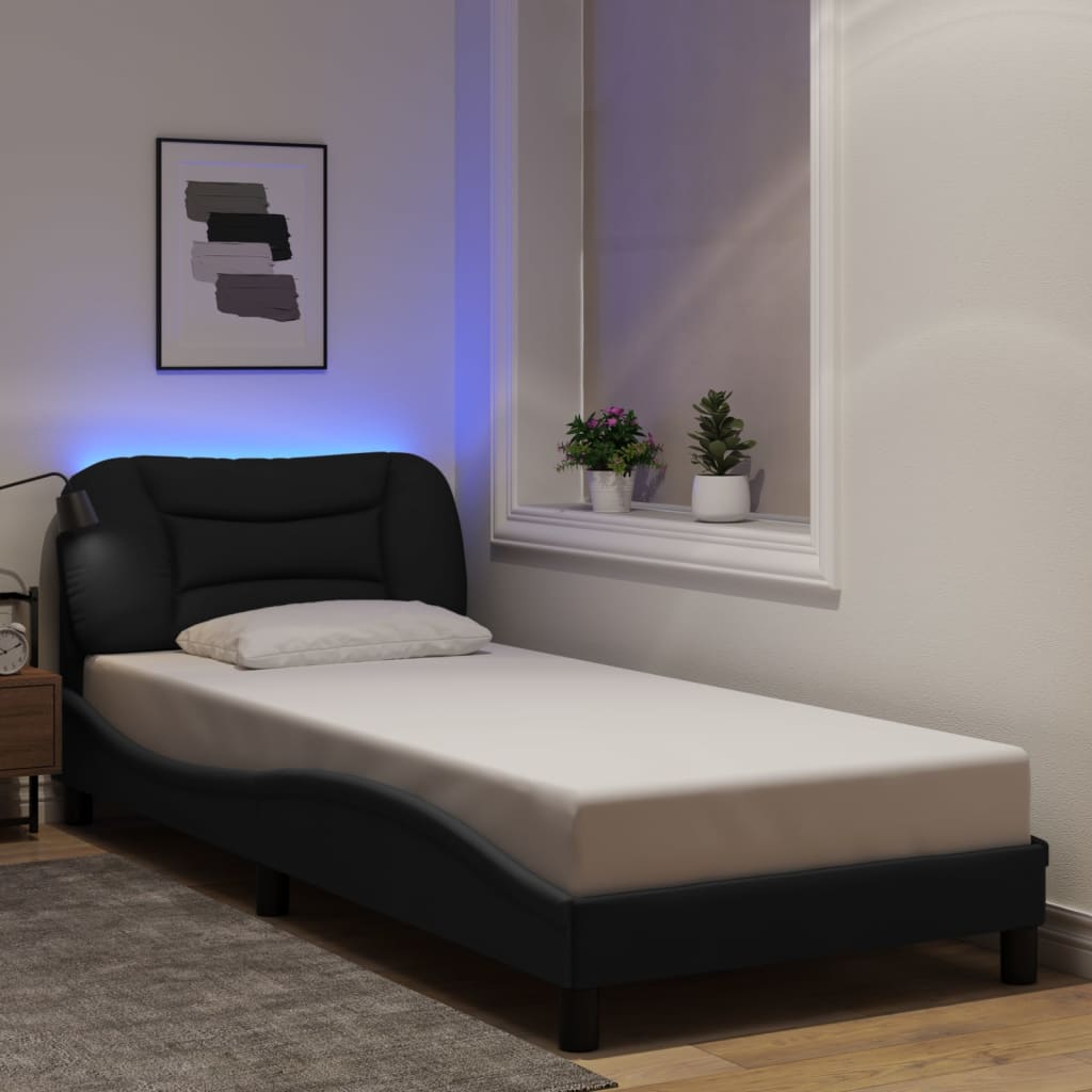 Okvir kreveta s LED-om bez madraca Hvar crni 90x190cm od tkanine