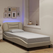 Okvir kreveta s LED-om bez madraca Hvar krem 90 x 200 cm od tkanine