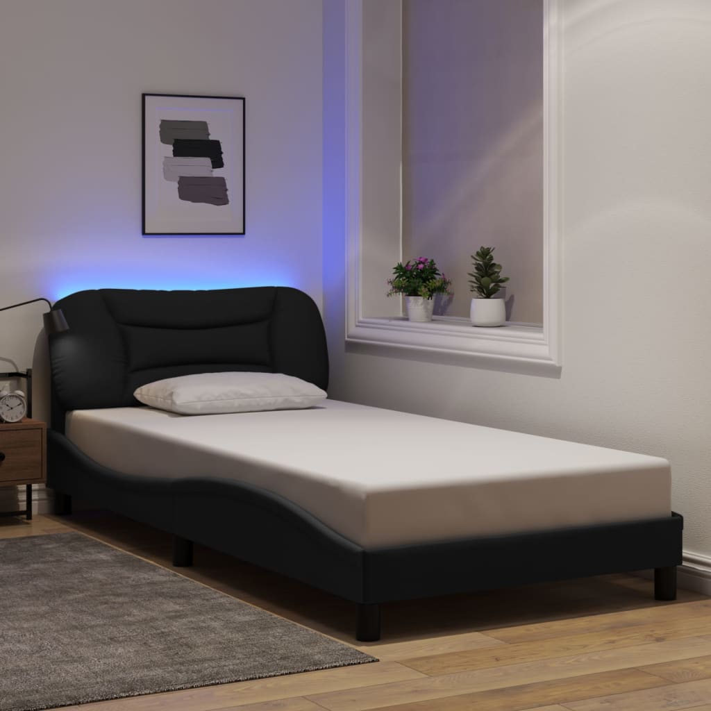 Okvir kreveta s LED-om bez madraca Hvar crni 100x200 cm od tkanine
