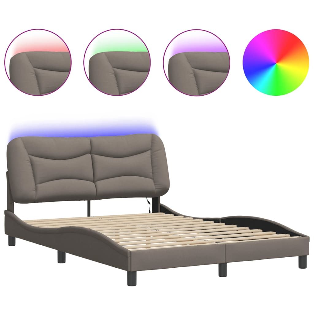 Okvir kreveta s LED-om bez madraca Hvar Taupe 140x190 cm tkanina