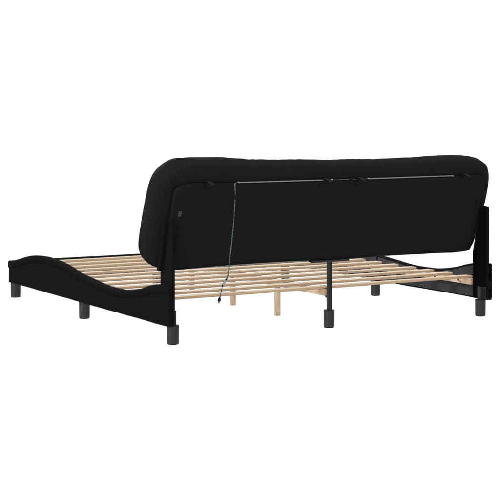Okvir kreveta s LED-om bez madraca Hvar crni 200x200 cm od tkanine